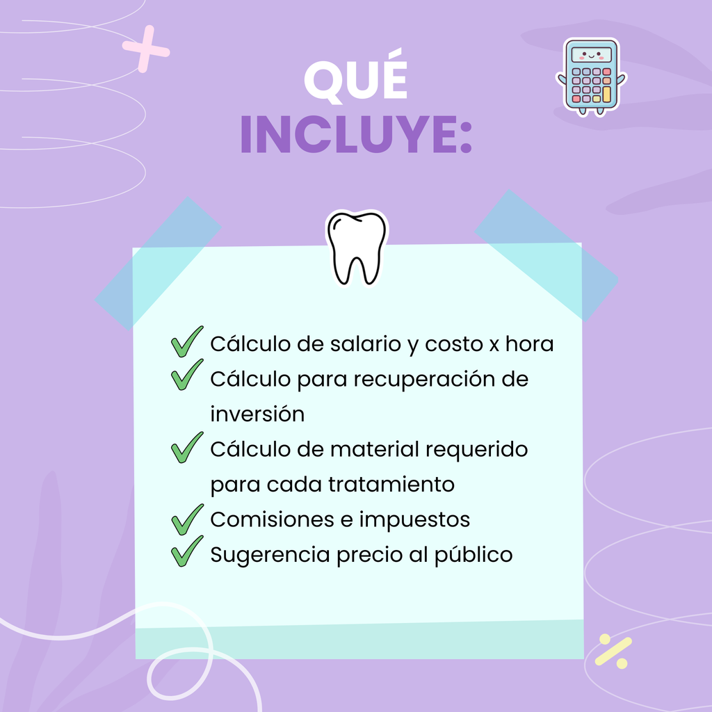 Plantilla De Cero a Precio | Calculadora de Costos y Precios (Consultorio Dental)