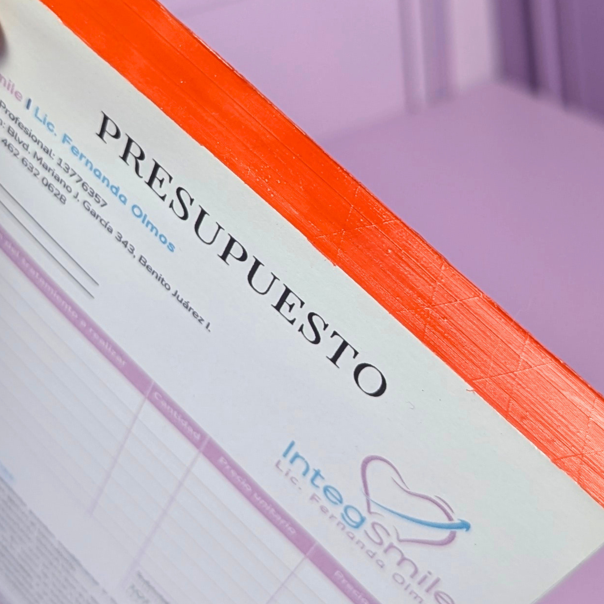 Presupuestos Dentales Foliados y Engomados + 1 Copia para Consultorio Dental – 100% Personalizados