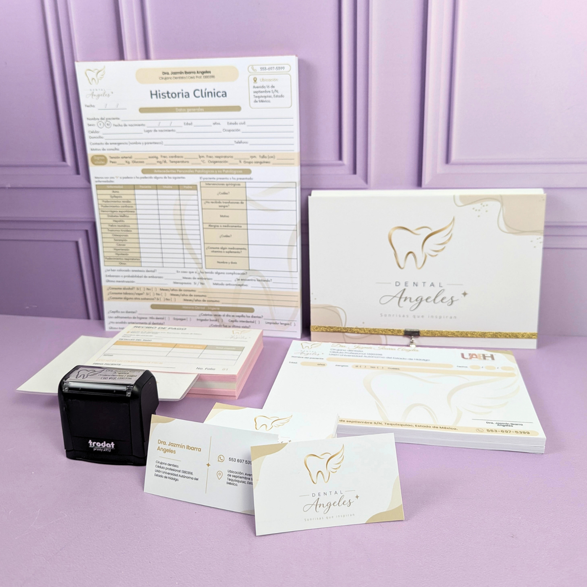 Kit Esencial | Pack Papelería Personalizada para Odontólogos | Impresa y Digital
