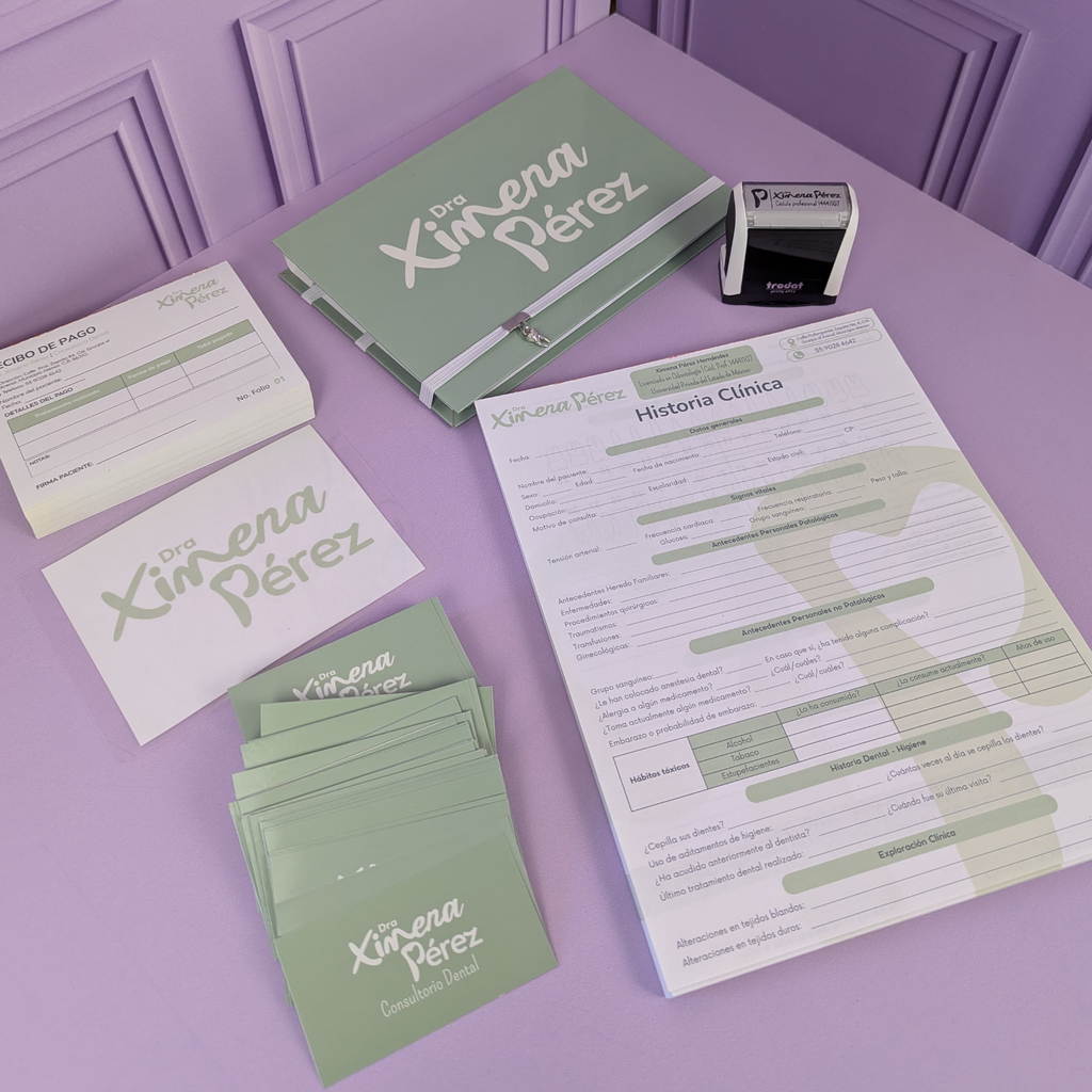 Kit Esencial | Pack Papelería Personalizada para Odontólogos | Impresa y Digital